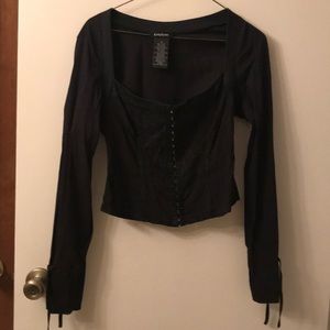 Bebe corset long sleeve top sz M